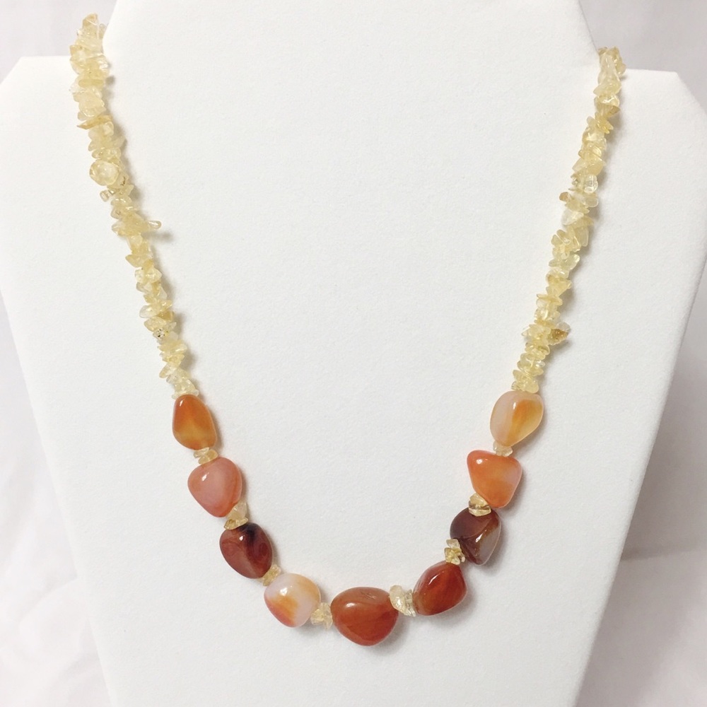 CARNELIAN CITRINE and AGATE NECKLACE